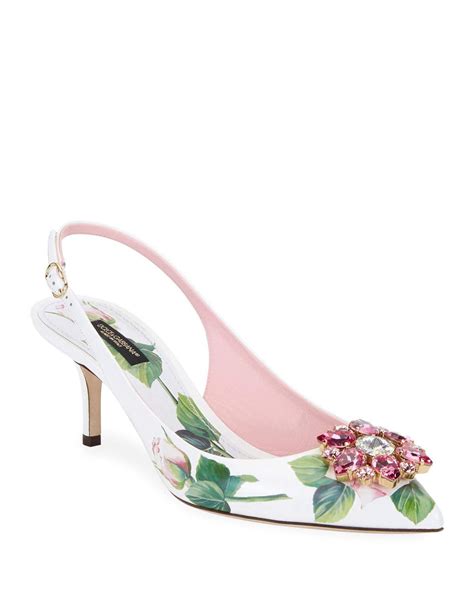 dolce gabbana floral print pumps|dolce gabbana slingback shoes.